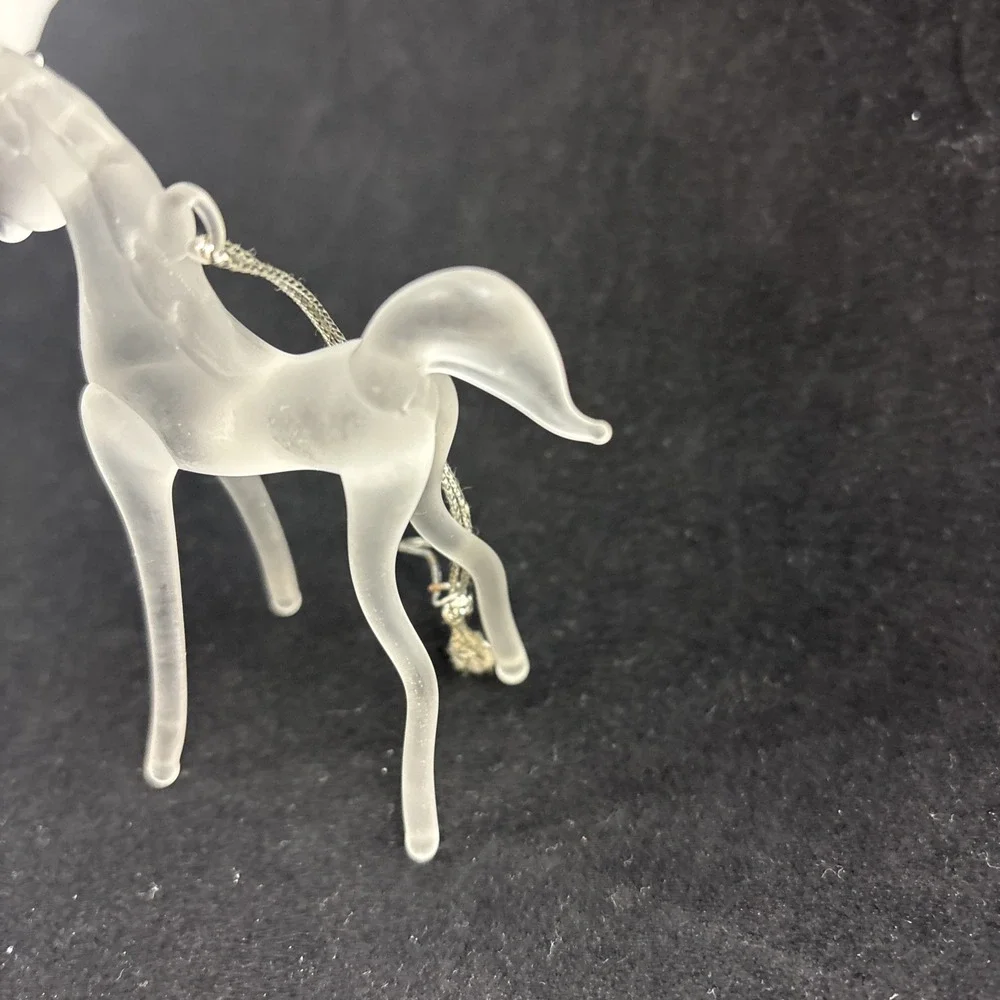 Unicorn Glass Ornament Frosted 4 In Tall